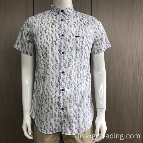 Chemise à manches courtes imprimée 100% coton pour homme